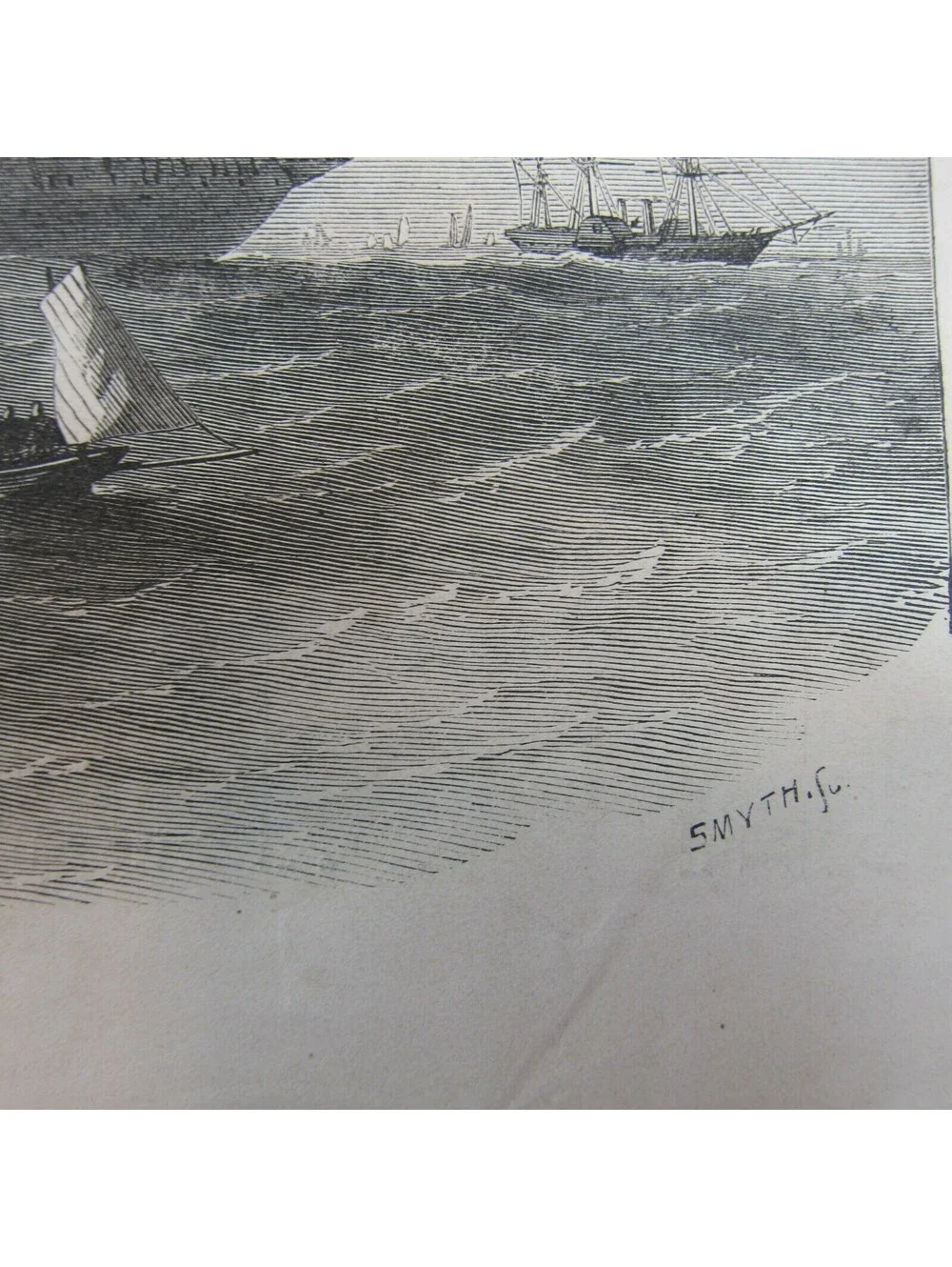 Antique 1856 Print The United States Steam Frigate Merrimack Naval Ship Seascape